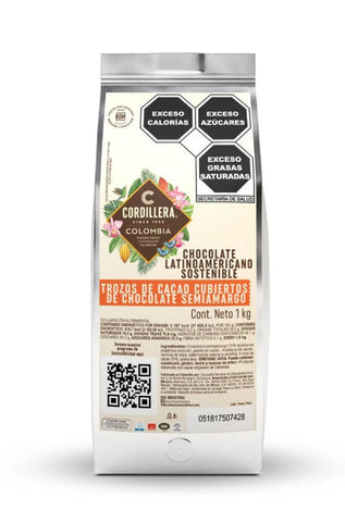 Cacao cubierto de Chocolate Semiamargo 1/4K Cordillera.