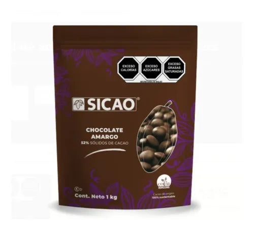 Chocolate Sicao semiamargo 52% cacao 1kg.