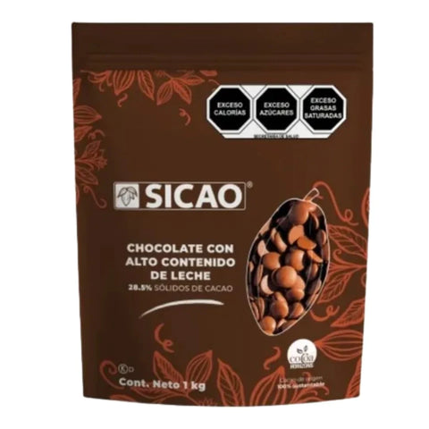 Chocolate Sicao de leche 28.5% cacao 1kg.